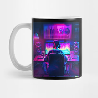 Audio Engineer Sound Guy Synthwave 80's Digital Art 3 Mug